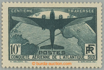 233175 - 1936 Mi.327, Airmail 10Fr; very fine piece, lightly hinged, 