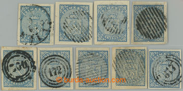 233184 - 1855 SELECTION / Mi.1, 9x Coat of arms 4Sk, various colors, 