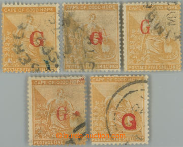 233214 - 1877 GRIQUALAND/ SG.10a,c,d,e,f, Britannia CGH 5Sh s přetis