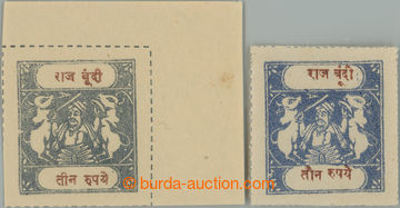 233223 - 1914-1941 SG.47, 47a, Rádža Singh 3Rp modrá a 3Rp šedomo