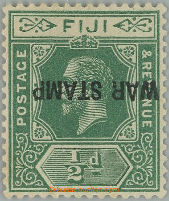 233234 - 1915 SG.138c, Jiří V. 1/2P zelená WAR STAMP, přetisk PŘ