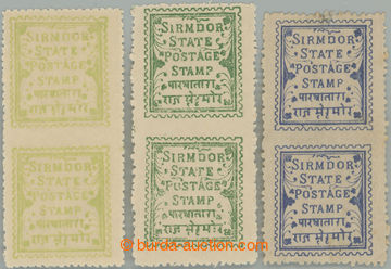 233239 - 1892 SG.3a, 3ca, 4a, vertical pairs State Postage 1Pie yello