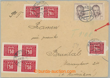 233257 - 1953 1. DAY / letter franked stamp. Pof.485 (2x) in value 3K