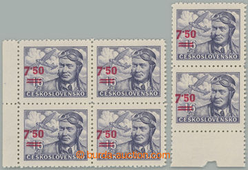 233287 - 1949 Pof.L28, Airmail provisional 7,50/16Kčs, block of four
