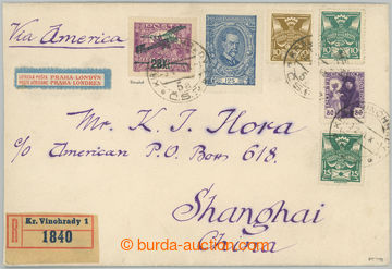 233393 - 1920 PRAHA - LONDÝN - SHANGHAI, R+Let-dopis zaslaný do Č�