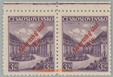 233394 - 1939 Sy.19a, Slavkov 3,50CZK with red overprint, horizontal 