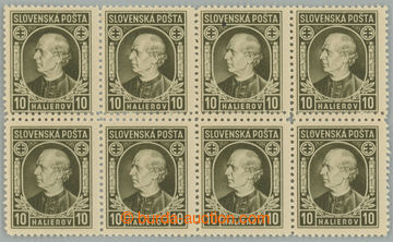 233413 - 1939 Sy.26A production flaw, Hlinka 10h olive, block of 8 wi