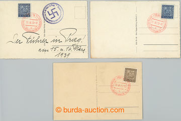 233432 - 1939 PR1, Návštěva vůdce v Praze, sestava 3ks pohlednic 