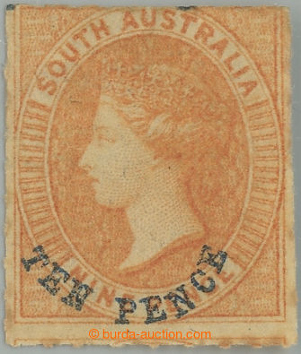 233505 - 1860 SG.35, Viktoria 9P orange-red s přetiskem TEN PENCE, r