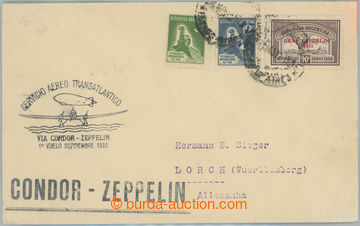 233532 - 1932 ZEPELIN / Let-dopis zaslaný do Německa, vyfr. 3-barev