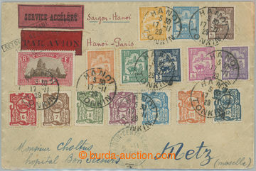 233539 - 1929 R+Let-dopis zaslaný do Francie, s bohatou frankaturou 