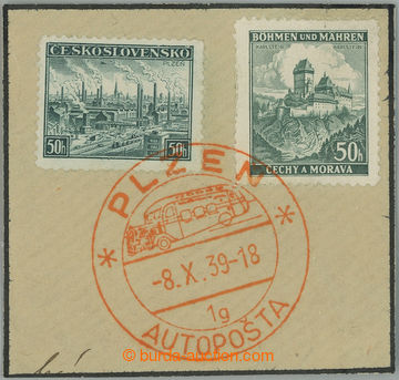 233599 - 1939 PRAČ2B, PLZEŇ / AUTOPOŠTA/ 8.X.39/ 1g, 1f, výstři