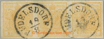 233673 - 1850 Ferch.1HIII, horizontal strip of 3 Coat of arms 1 Kr HP