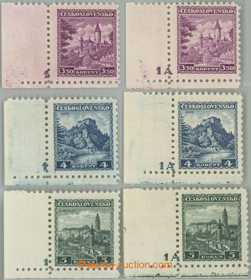 233764 - 1932 Pof.265-267 plate number, Castles 3,50CZK - 5CZK, compl