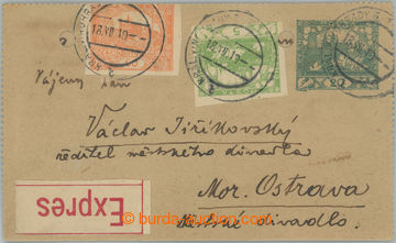 233819 - 1919 CZL1, zálepka Hradčany 20h, zelená, papír šedý, b