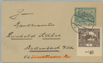 233820 - 1919 CZL1, letter-card Hradčany 20h, green, paper grey, wit