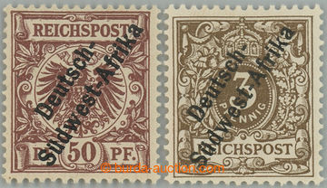 233896 - 1899 Mi.II, Adler 50Pf hnědá + novotisk Krone 3Pf, Mi.1ND;