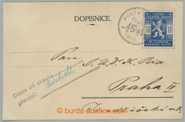 233955 - 1918 CRV19, Skautská dopisnice 10h modrá, prošlá skautsk