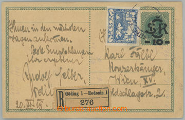 233988 - 1919 CDV1, Velký monogram - Karel 10/8h, přetisková dopis
