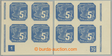 234026 - 1939 Pof.NV2, 5h modrá (I. vydání), levý a pravý rohov