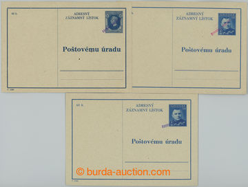 234113 - 1945 CAZ2, CAZ3, sestava 3ks slovenských adresních lístk