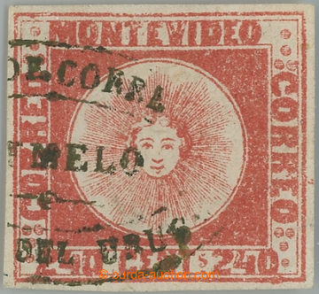 234159 - 1858 Mi.7a, Znak - Sol de Mayo / MONTEVIDEO, 240 Cents, čer
