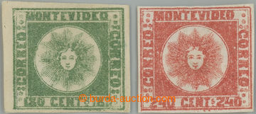 234160 - 1858 Mi.6a, 7a, Znak - Sol de Mayo / MONTEVIDEO, 180 Cents z