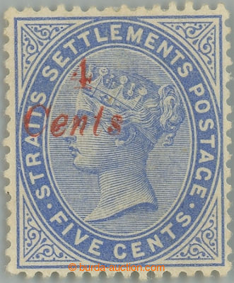 234175 - 1884 SG.73, Viktorie 5C modrá s přetiskem 4 CENTS; bezvadn