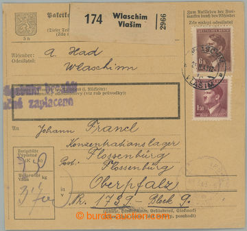 234239 - 1943 C.C. FLOSSENBÜRG / larger part of parcel card, franked