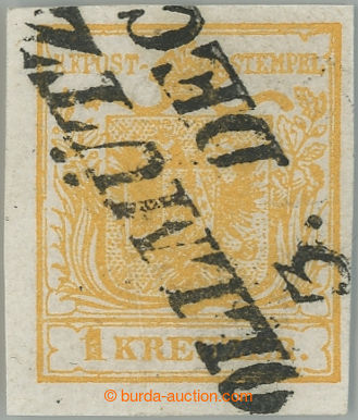 234242 - 1850 Ferch.1HIb, Coat of arms 1 Kr orange, hand-made paper, 