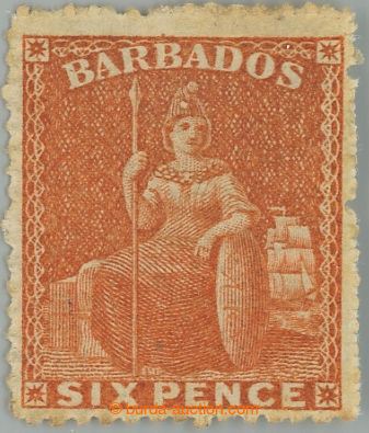 234279 - 1861-1870 SG.33, Britannia (Perkins & Bacon) 6P orange, bez 