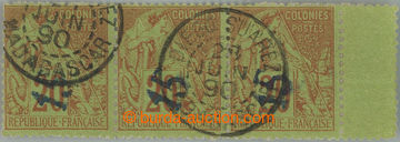 234325 - 1892 Yv.4, Allegory 20C in horiz. strip-of-3 with CDS DIEGO-