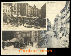 23434 - 1915 - 25 Brno - 3ks pohlednic Zelný trh, Nová radnice a M