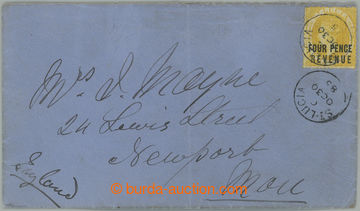 234353 - 1885 dopis do Anglie, vyfr. přetiskovou poštovně fiskáln