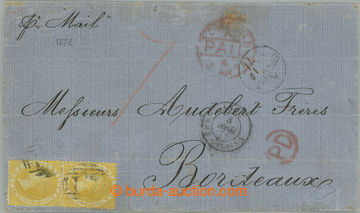 234356 - 1871 dopis do Francie, vyfr. 2x SG.12, Viktorie 4P, DR ST. L