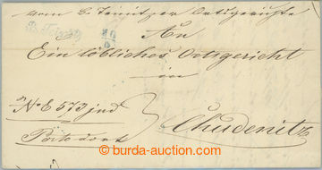 234370 - 1849 ČESKÉ ZEMĚ / skládaný dopis do Chudenic s modrým 