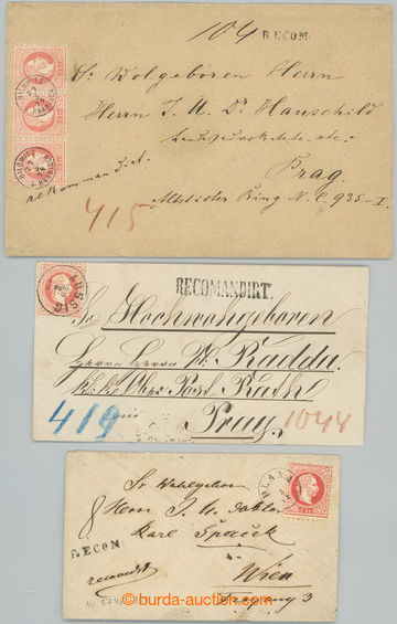 234379 - 1872-1879 sestava 3ks R-dopisů vyfr. 3-násobnou frankaturo