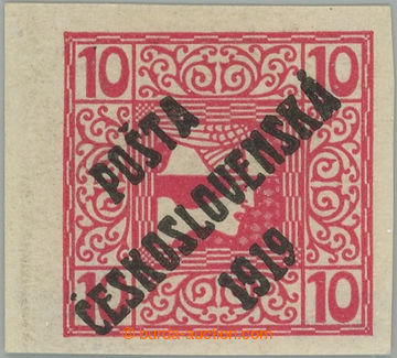 234387 -  Pof.59, Mercure R 10h red, KRAJOVÝ piece, overprint type I