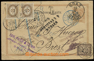 23442 - 1894 dopisnice 2Kr, Mi.P74 zaslaná do Brestu, zatíženo do