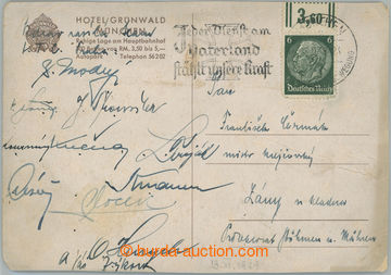 234495 - 1939 HOKEJ / LTC PRAHA / podpisy hráčů na pohlednici z Mn