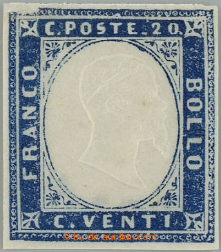 234549 - 1855-1862 Sass.15E, Viktor Emanuell II. 20C indigová s tisk