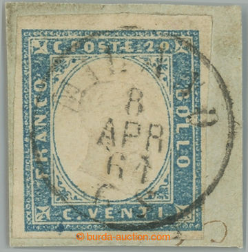 234559 - 1861 Sass.15Dh, Viktor Emanuel II. 20C cobalto chiaro na mal