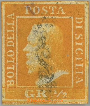 234568 - 1859 Sass.1e, Ferdinand II. ½Gr tmavě oranžová (arancio 