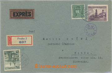 234569 - 1939 R+Ex-dopis zaslaný na Slovensko, vyfr. čs. souběžn