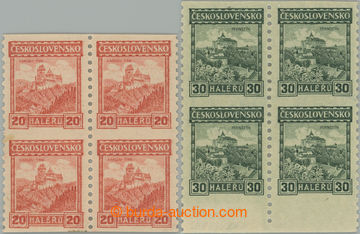 234649 - 1926 Pof.209A, 210A, selection of bloks of four coil- Karlš