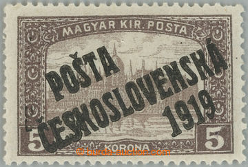 234722 -  Pof.117, 5 Koruna brown, overprint type I.; hinged, exp. by