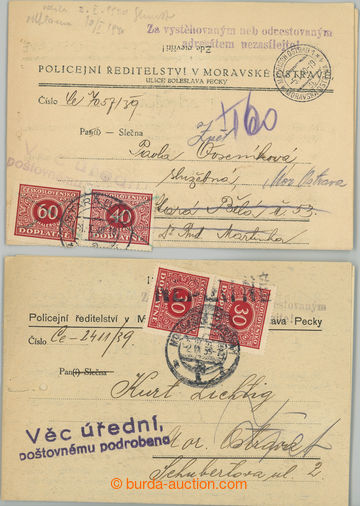 234741 - 1939-1940 DOPLATNÍ / 2x úřední nevyplacená zásilka pod