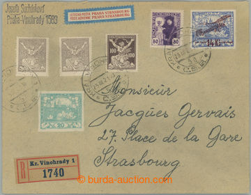 234814 - 1921 PRAHA - ŠTRASBURK, R-dopis zaslaný do Francie, správ