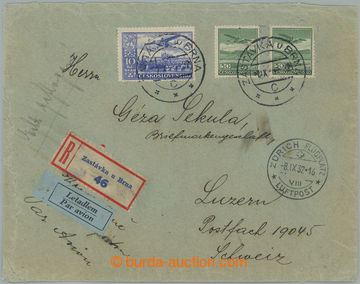 234815 - 1932 PRAGUE - ZÜRICH / heavier Reg and airmail letter to Sw