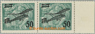 234819 -  Pof.L4 plate variety, II. provisional air mail stmp. 50/100